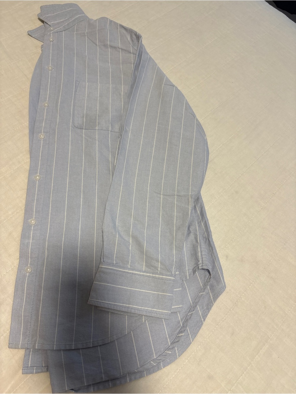 Everlane Organic Cotton Light Blue Vertical Pinstripe Button-Down Shirt